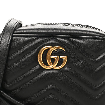 Gucci Calfskin Matelasse Mini GG Marmont Chain Shoulder Bag Black 8 of 10