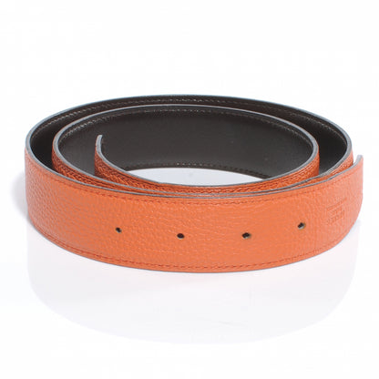 Hermes Box Clemence Reversible Belt Strap 85 Orange Chocolate 2 of 4