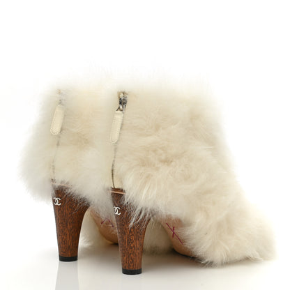 Chanel Fur Ankle Boots 37.5 White 4 of 9