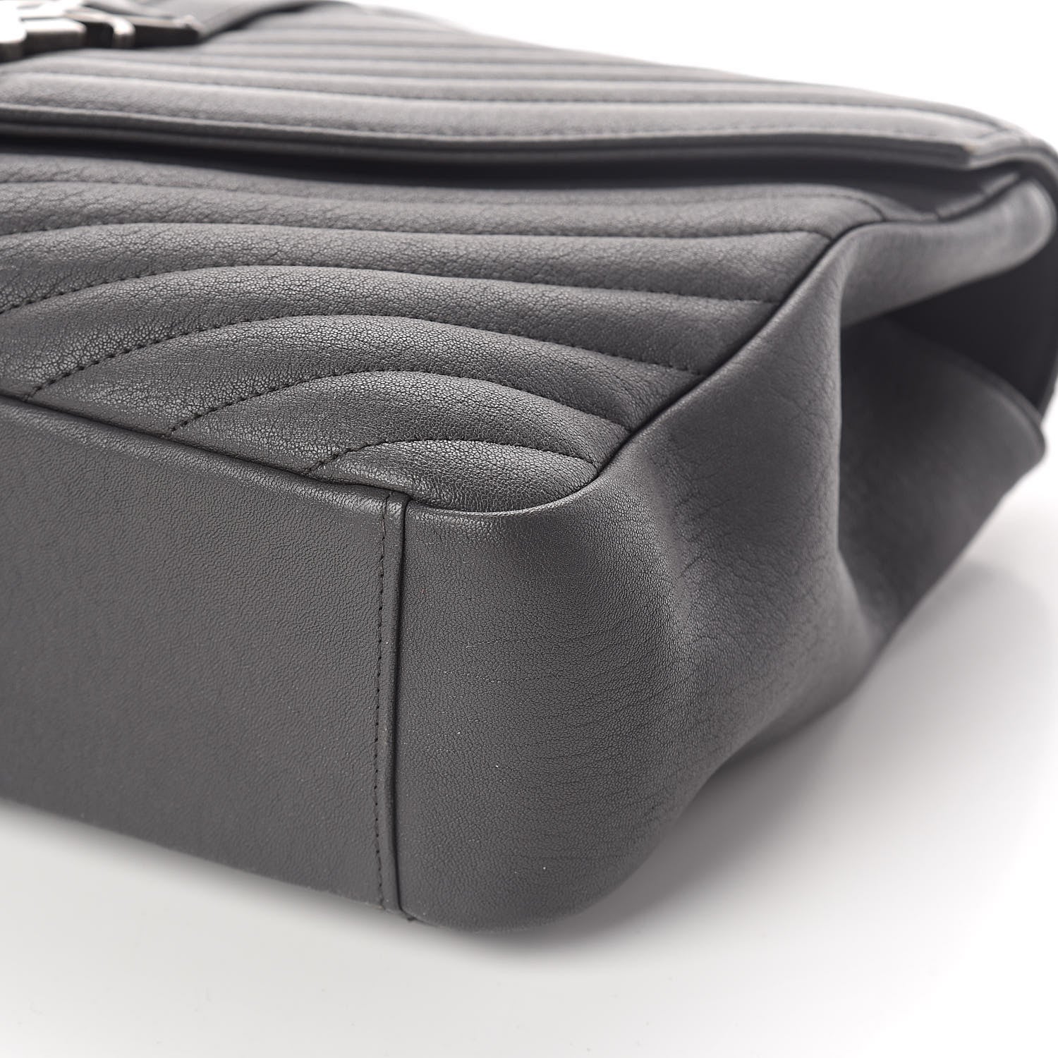 Saint Laurent Sheepskin Matelasse Chevron Monogram Large College Satchel Dark Anthracite 9 of 9