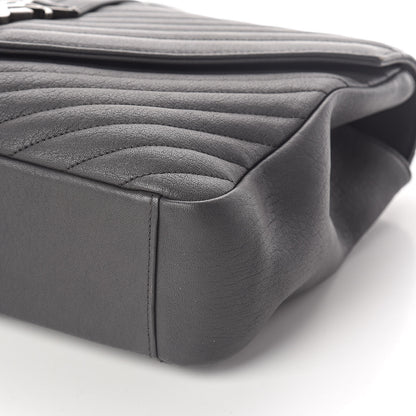 Saint Laurent Sheepskin Matelasse Chevron Monogram Large College Satchel Dark Anthracite 9 of 9