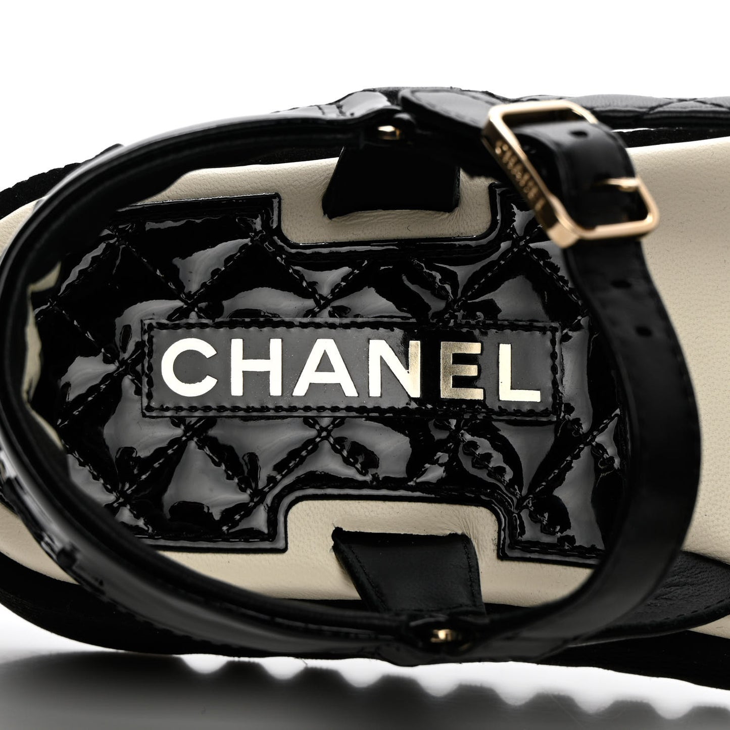 Lambskin Logo Platform Sandals 37.5 Black White