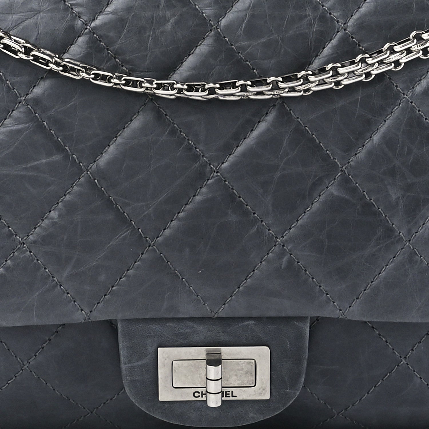 Chanel Aged Calfskin Quilted 50th Anniversary 2.55 Reissue 227 Flap Grey 10 of 13