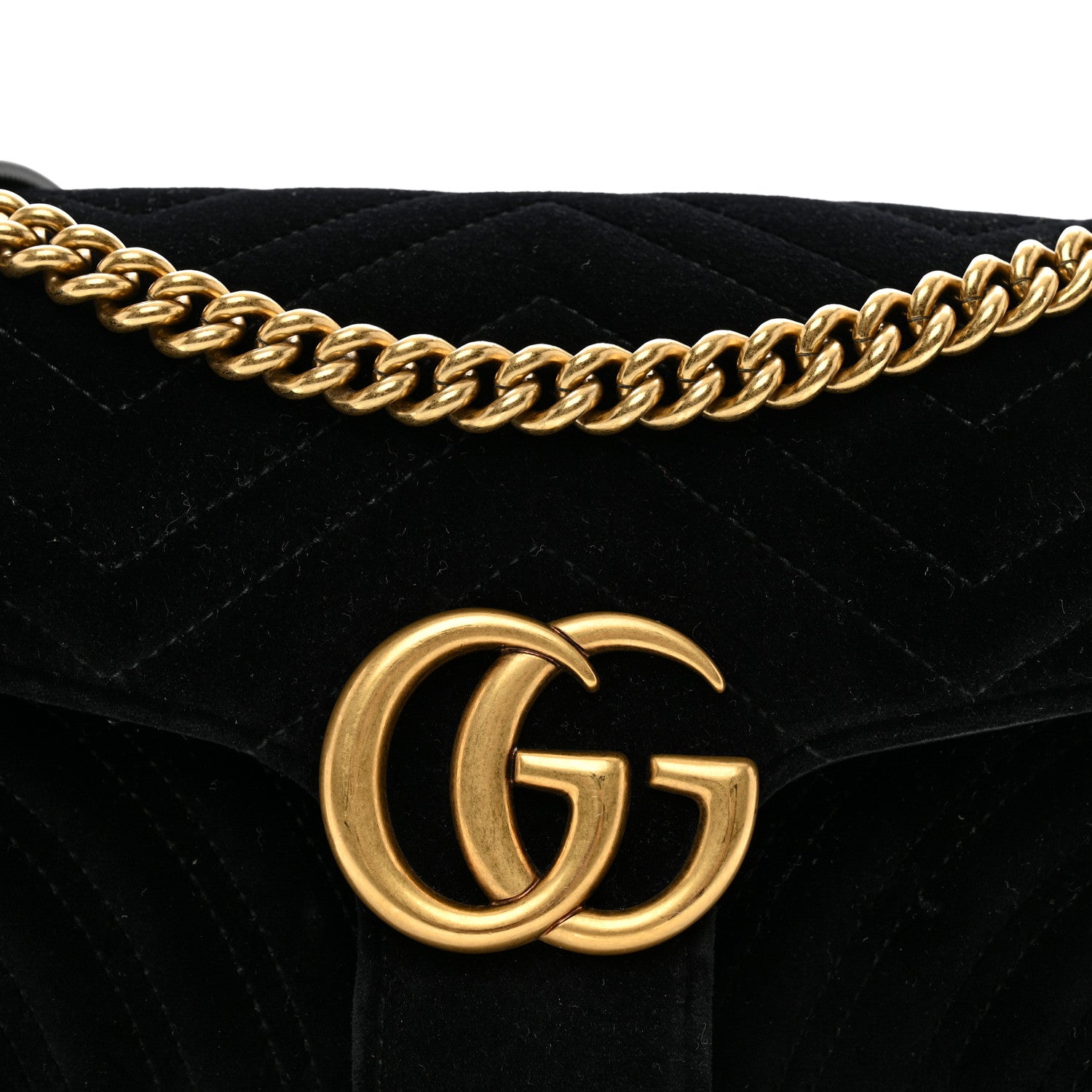 Gucci Velvet Matelasse Small GG Marmont Shoulder Bag Black 5 of 10