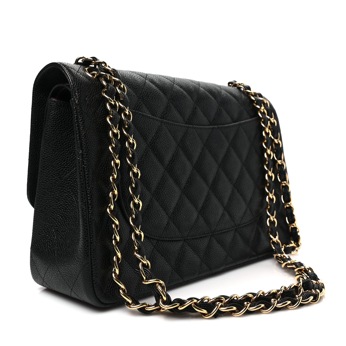 Caviar Quilted Jumbo Double Flap Black