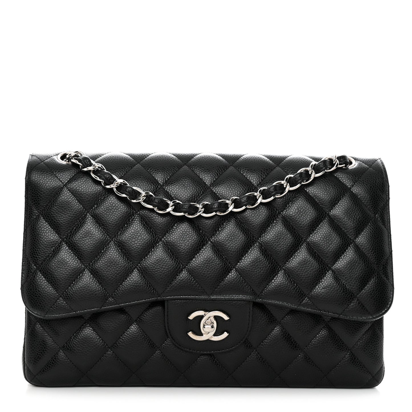 Caviar Quilted Jumbo Double Flap Black