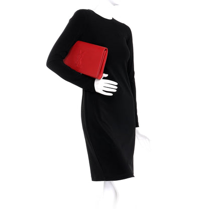 Saint Laurent Calfskin Monogram Large Belle De Jour Clutch Red 2 of 6