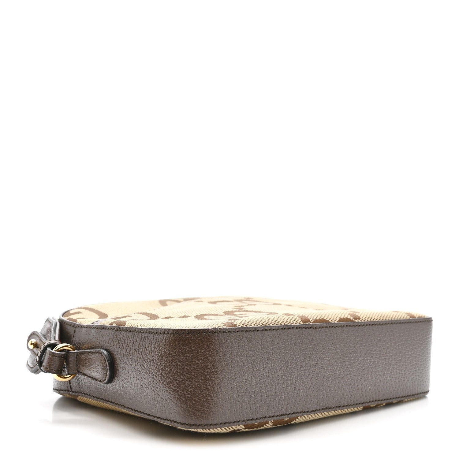 Gucci Monogram Jumbo GG Textured Dollar Calfskin Web Messenger Shoulder Bag Camel Ebony New Acero 4 of 10