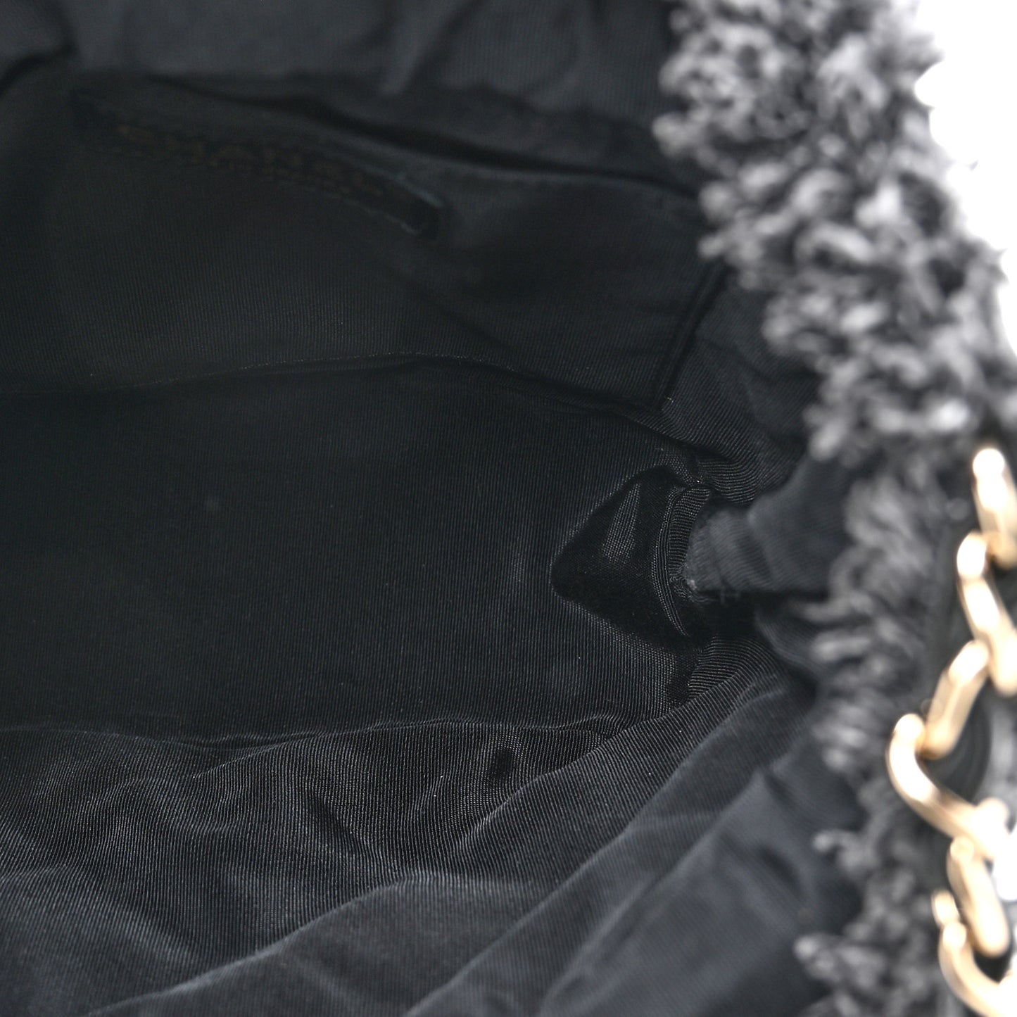 Denim Quilted Mood Small Bucket With Chain Black Multicolor