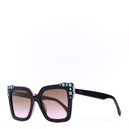 Fendi Studded Square Cat Eye Sunglasses FF 0260/S Black Pink 1 of 8