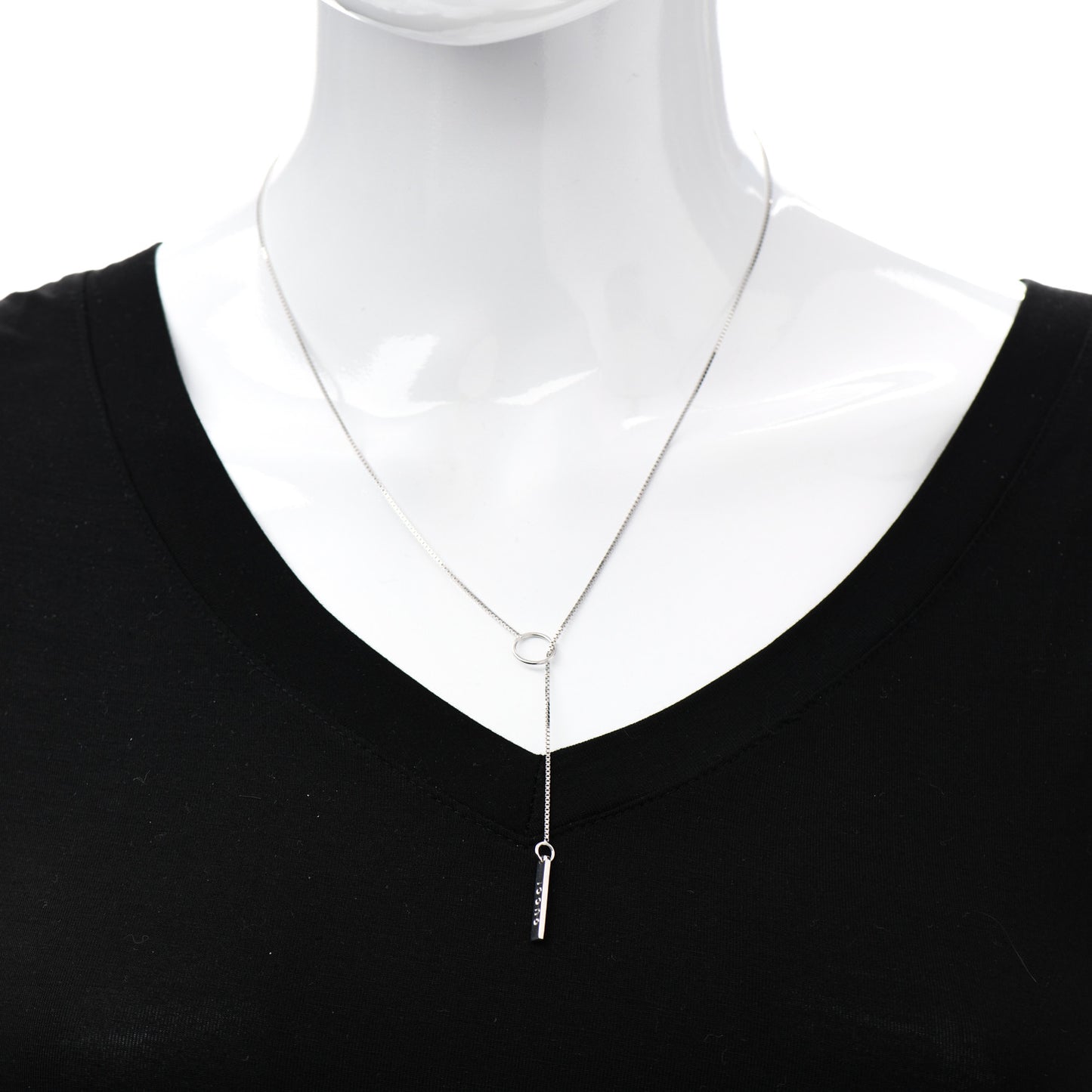 18K White Gold 20mm Lariat Necklace