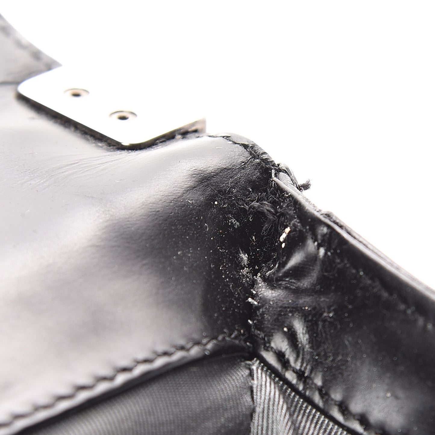 Glazed Calfskin Large Boy Flap Black
