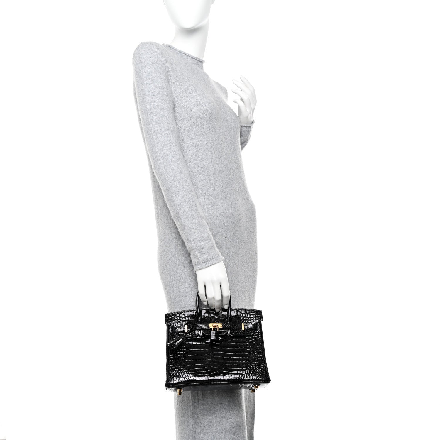 Hermes Shiny Porosus Crocodile Birkin 25 Black 2 of 11