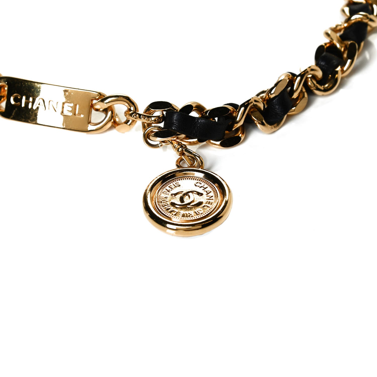 Chanel Lambskin Chain 31 Rue Cambon Medallion Belt Gold Black 3 of 5