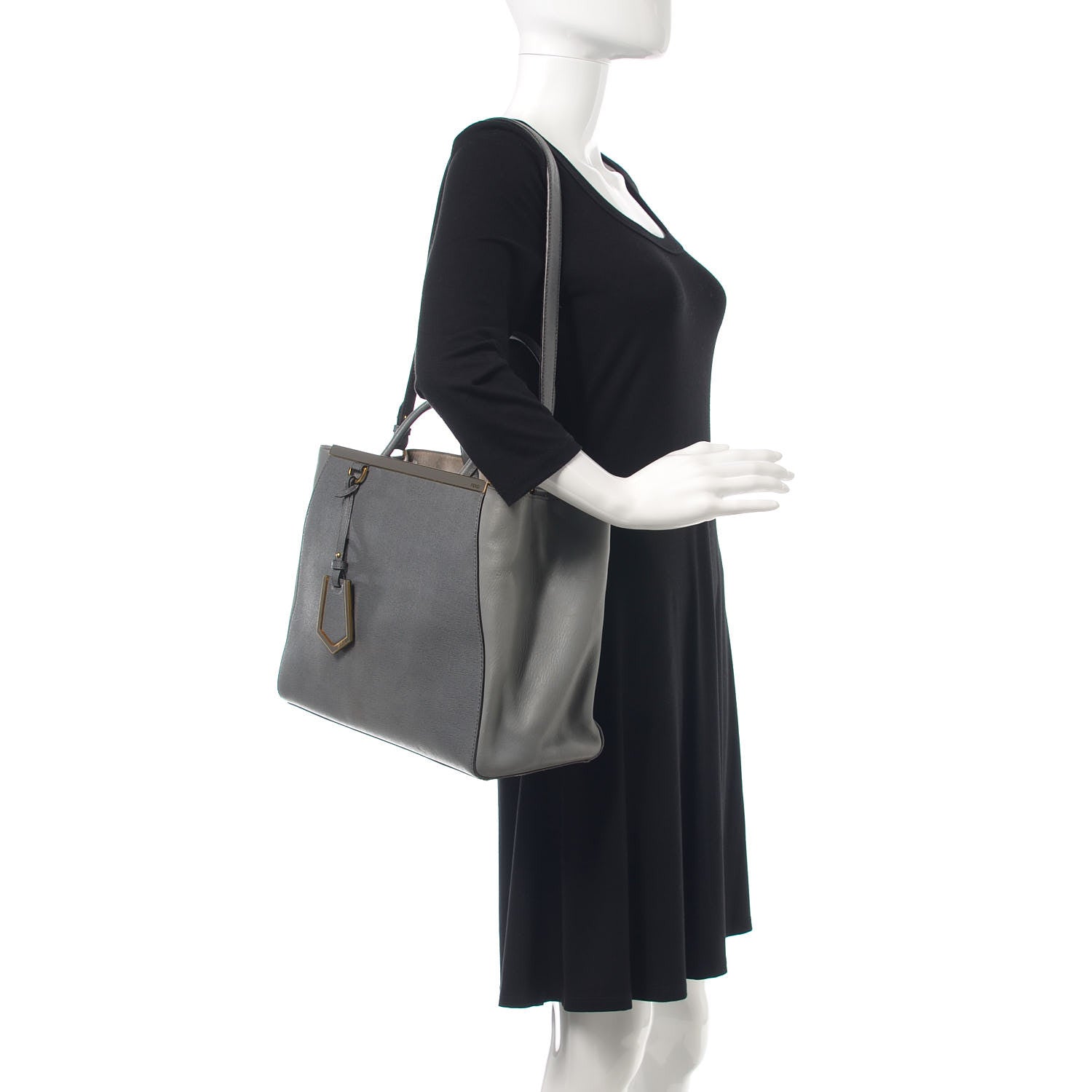 Fendi Vitello Elite Flamingo Regular 2Jours Tote Grigio Grigio Chiaro 2 of 16