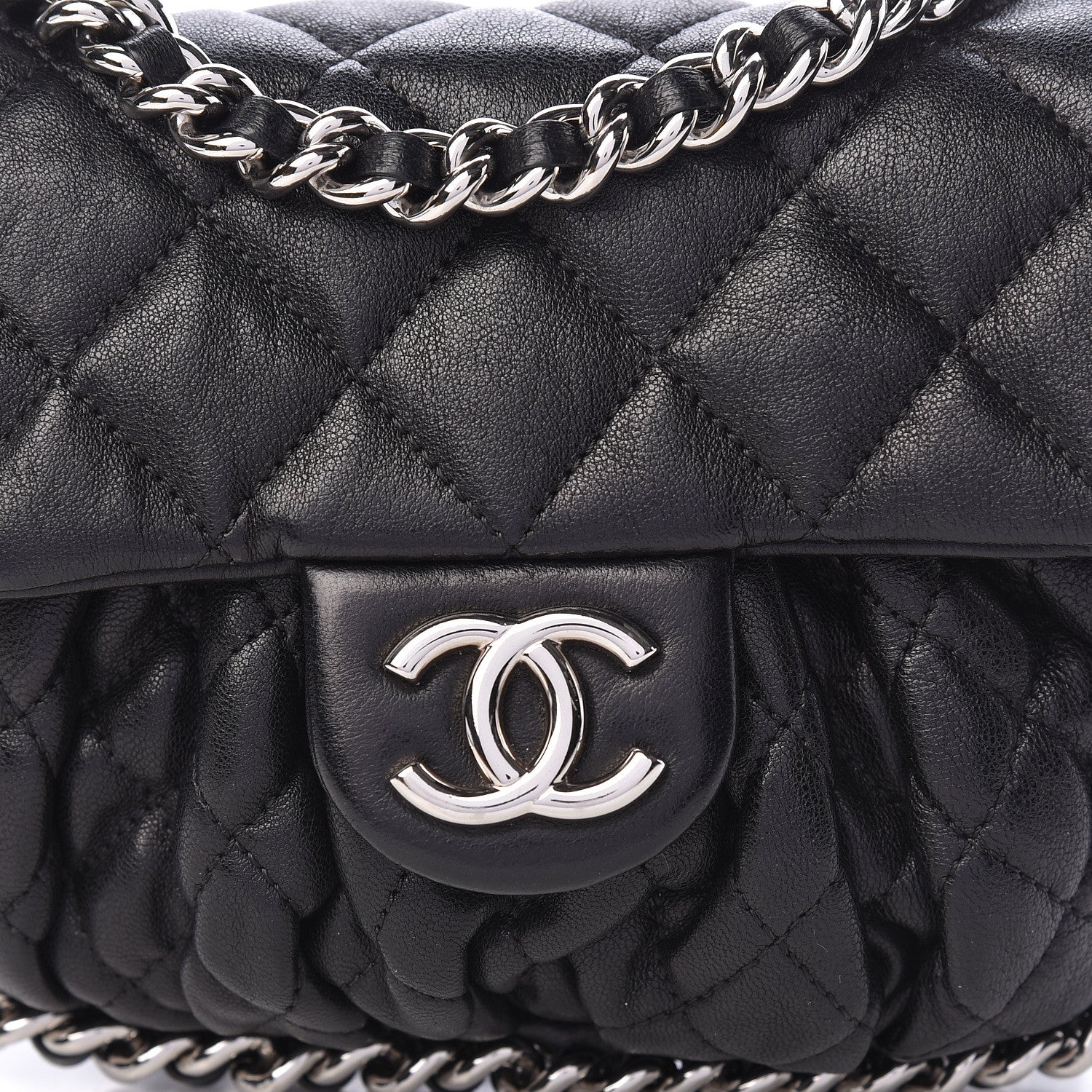 Chanel Washed Lambskin Quilted Mini Chain Around Flap Black 10 of 13