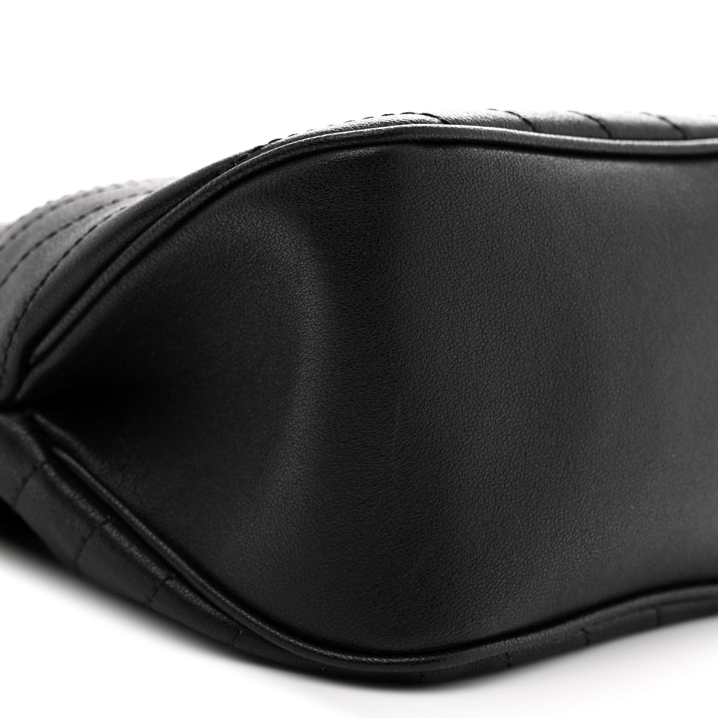Sakai Be Green Calfskin Diagonal Stitched Mini Blondie Bucket Bag Black