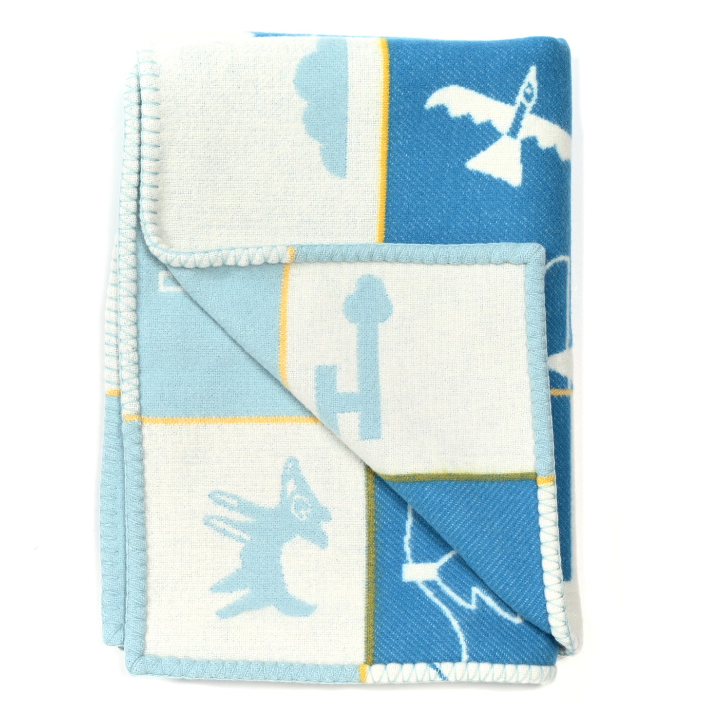 Wool Cashmere Avalon Epopee Blanket Bleu Paon Celadon