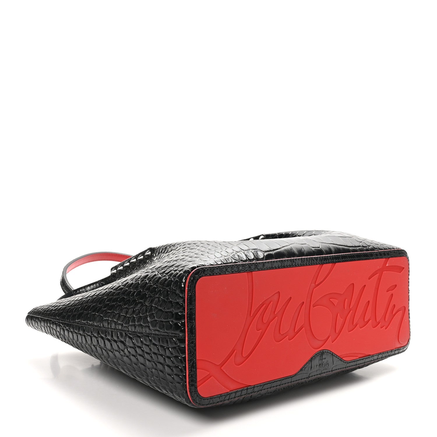 Christian Louboutin Crocodile Embossed Calfskin Spiked Small Cabarock Shopper Tote Black 4 of 9