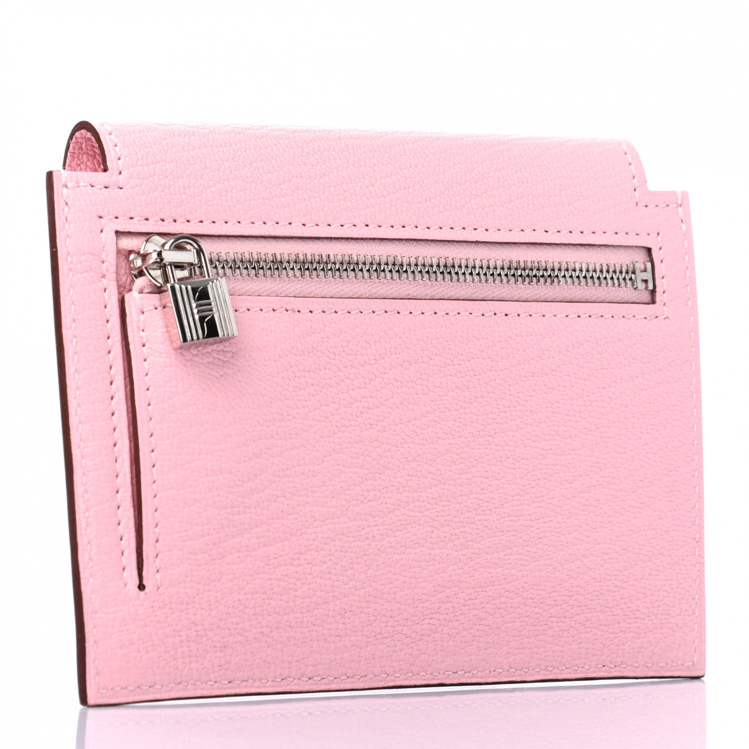 Hermes Chevre Mysore Kelly Pocket Compact Wallet Rose Sakura 3 of 7