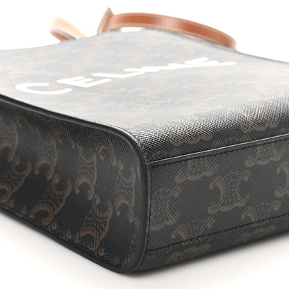 Celine Triomphe Canvas Calfskin Mini Vertical Cabas Tan 7 of 8