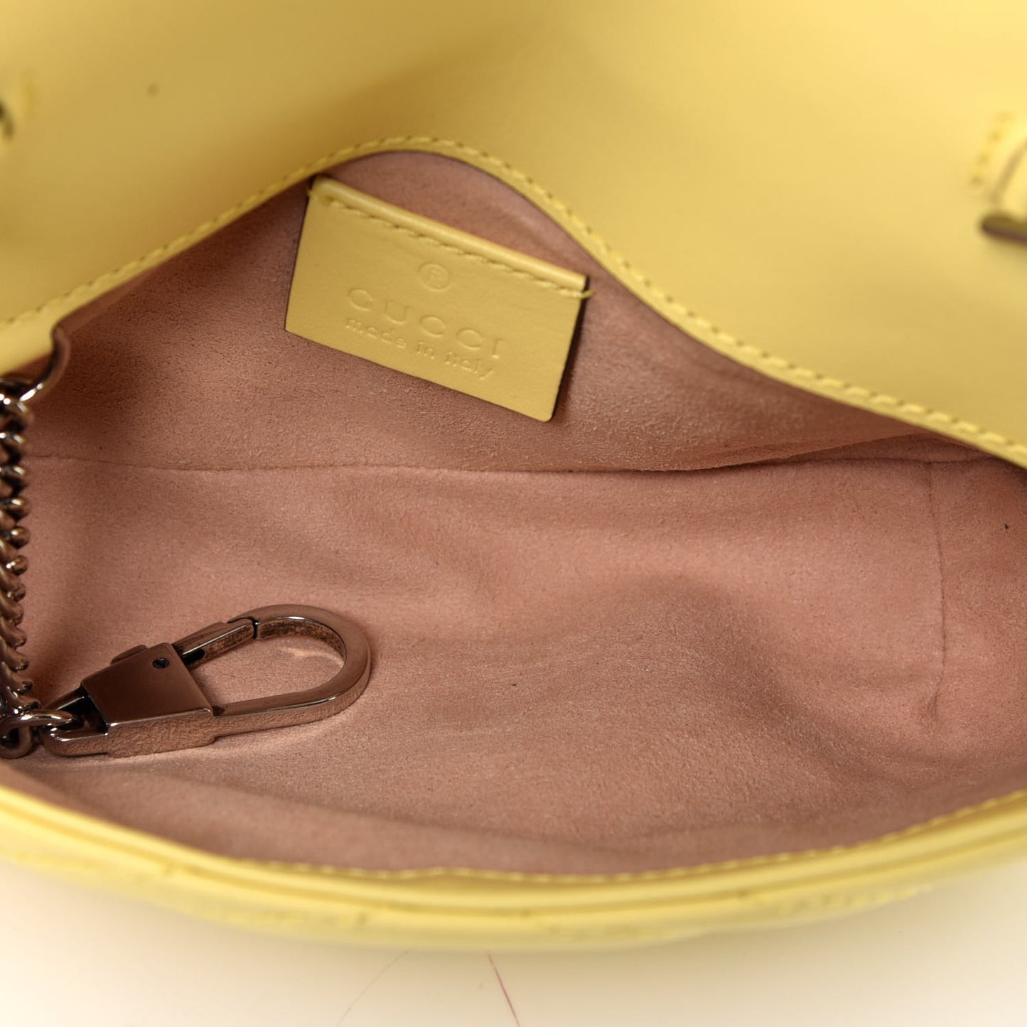 Calfskin Matelasse Super Mini GG Marmont Shoulder Bag Banana