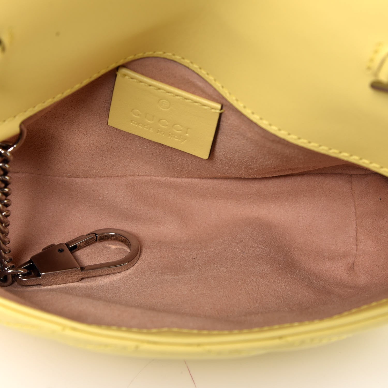 Gucci Calfskin Matelasse Super Mini GG Marmont Shoulder Bag Banana 5 of 9