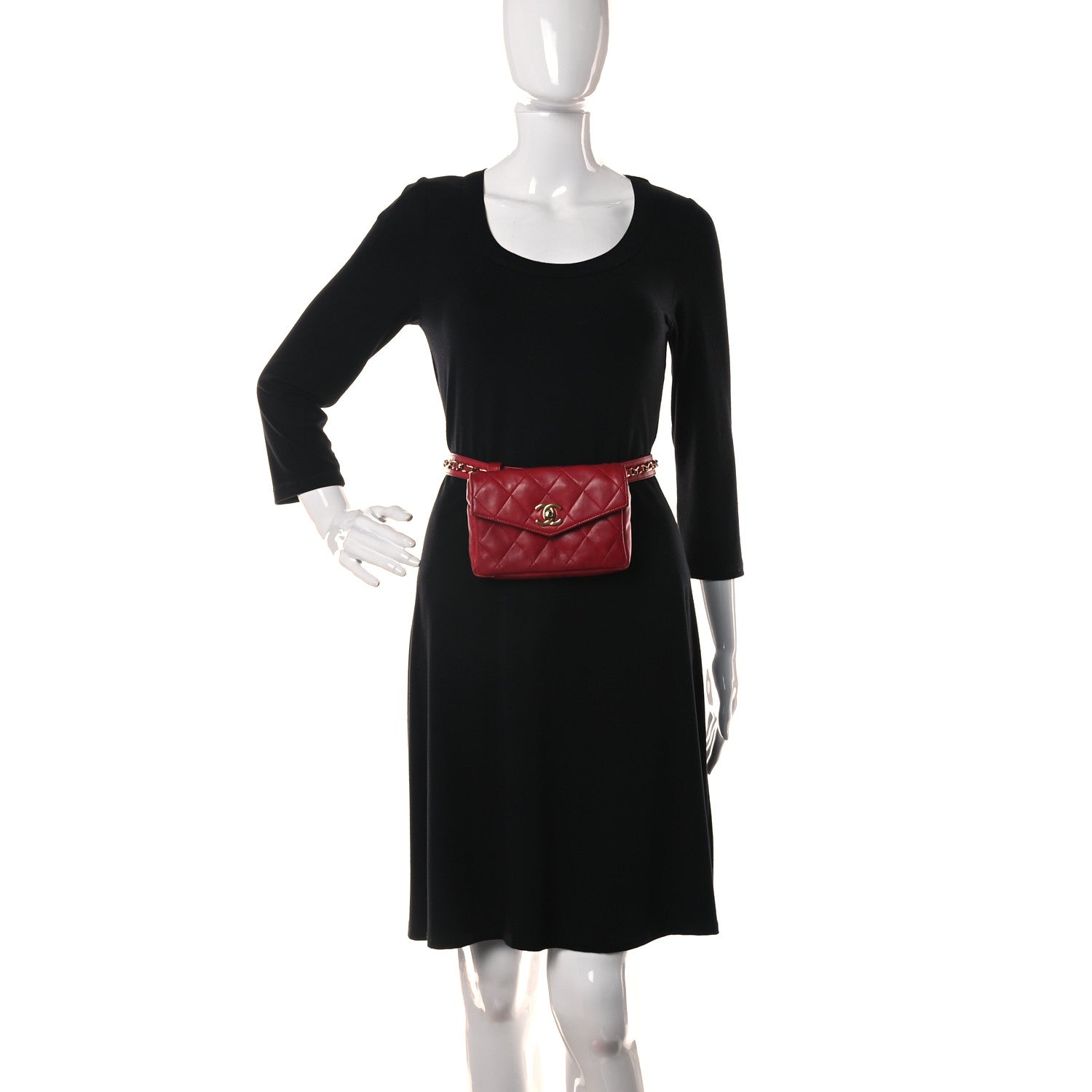 Chanel Lambskin Quilted Flap Waist Belt Bag Red 2 of 11