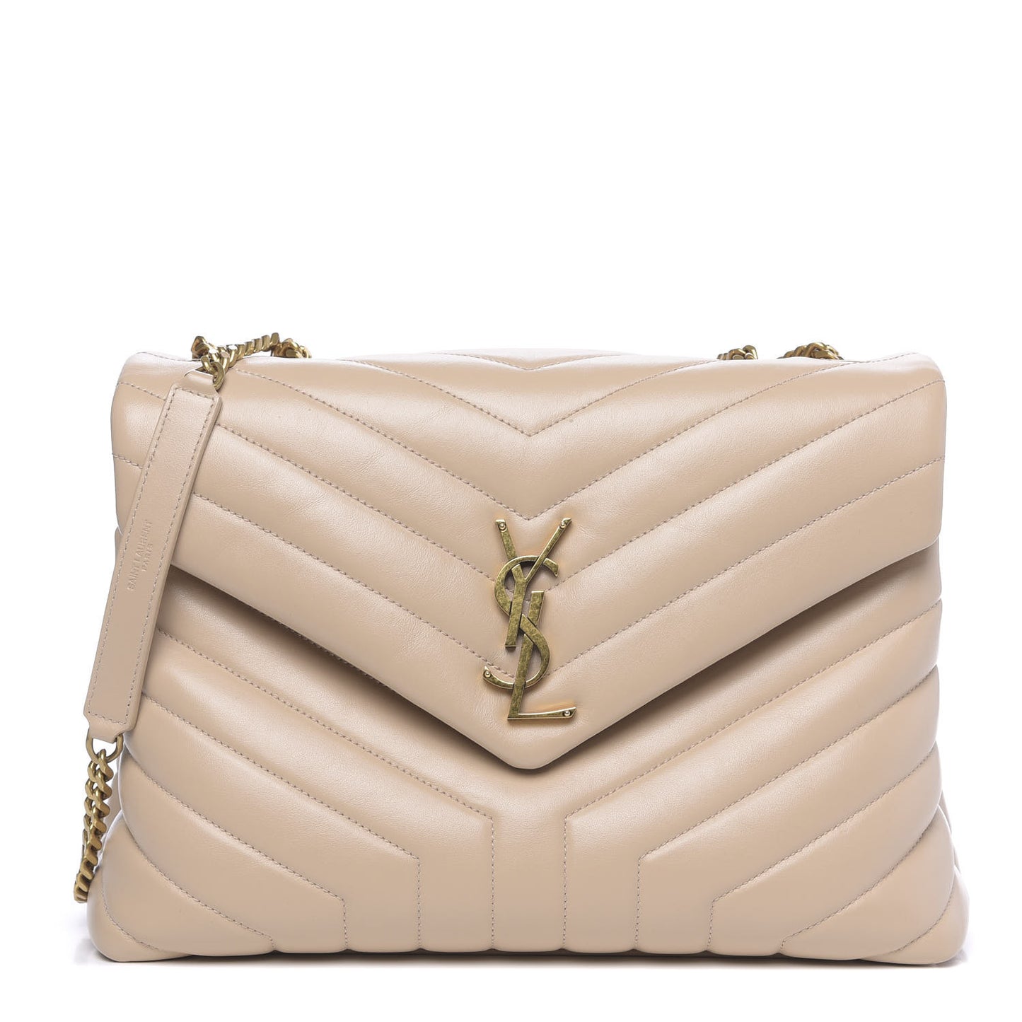 Calfskin Y Quilted Monogram Medium Loulou Chain Satchel Nude Powder