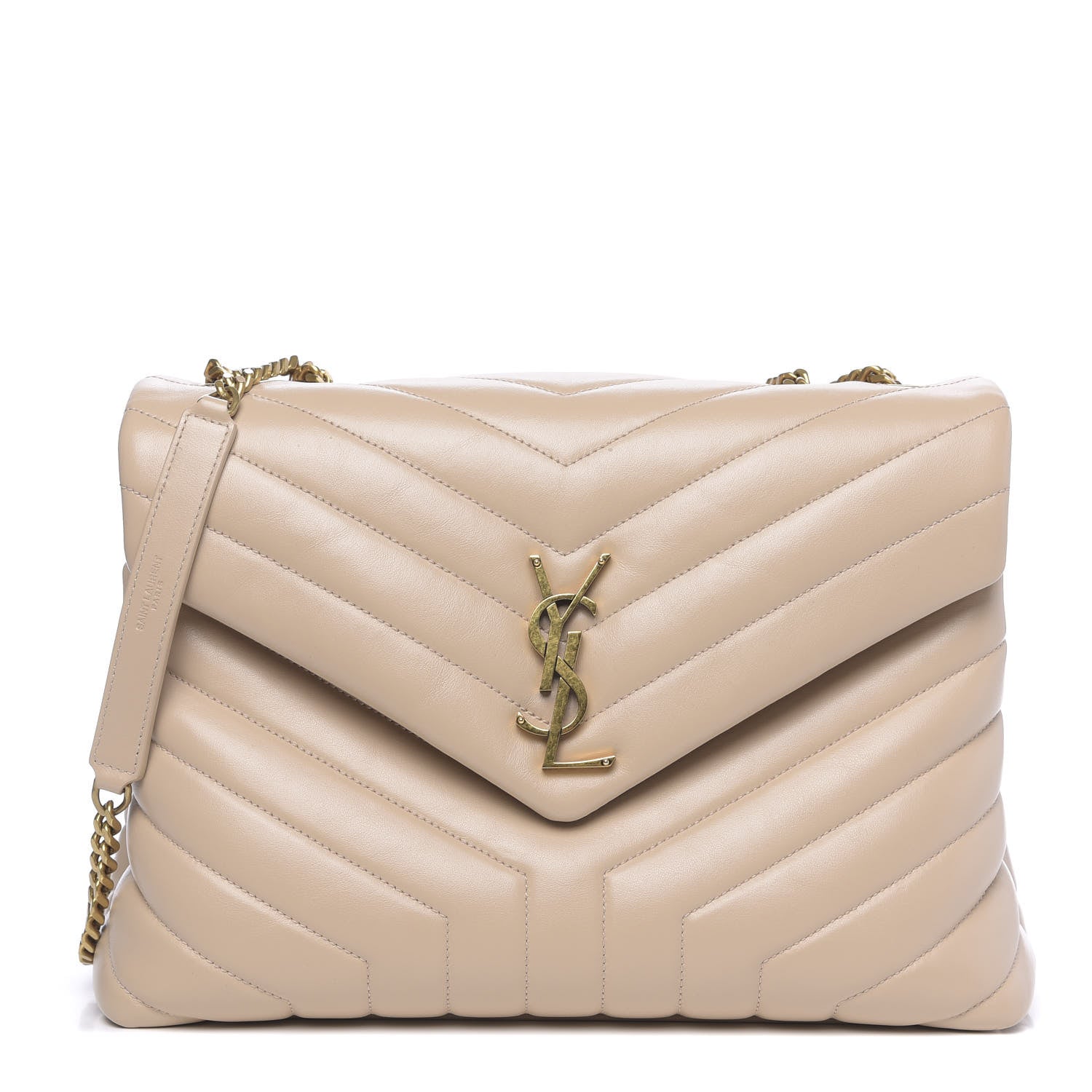 Saint Laurent Calfskin Y Quilted Monogram Medium Loulou Chain Satchel Nude Powder 1 of 10