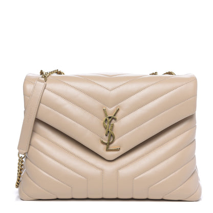 Saint Laurent Calfskin Y Quilted Monogram Medium Loulou Chain Satchel Nude Powder 1 of 10