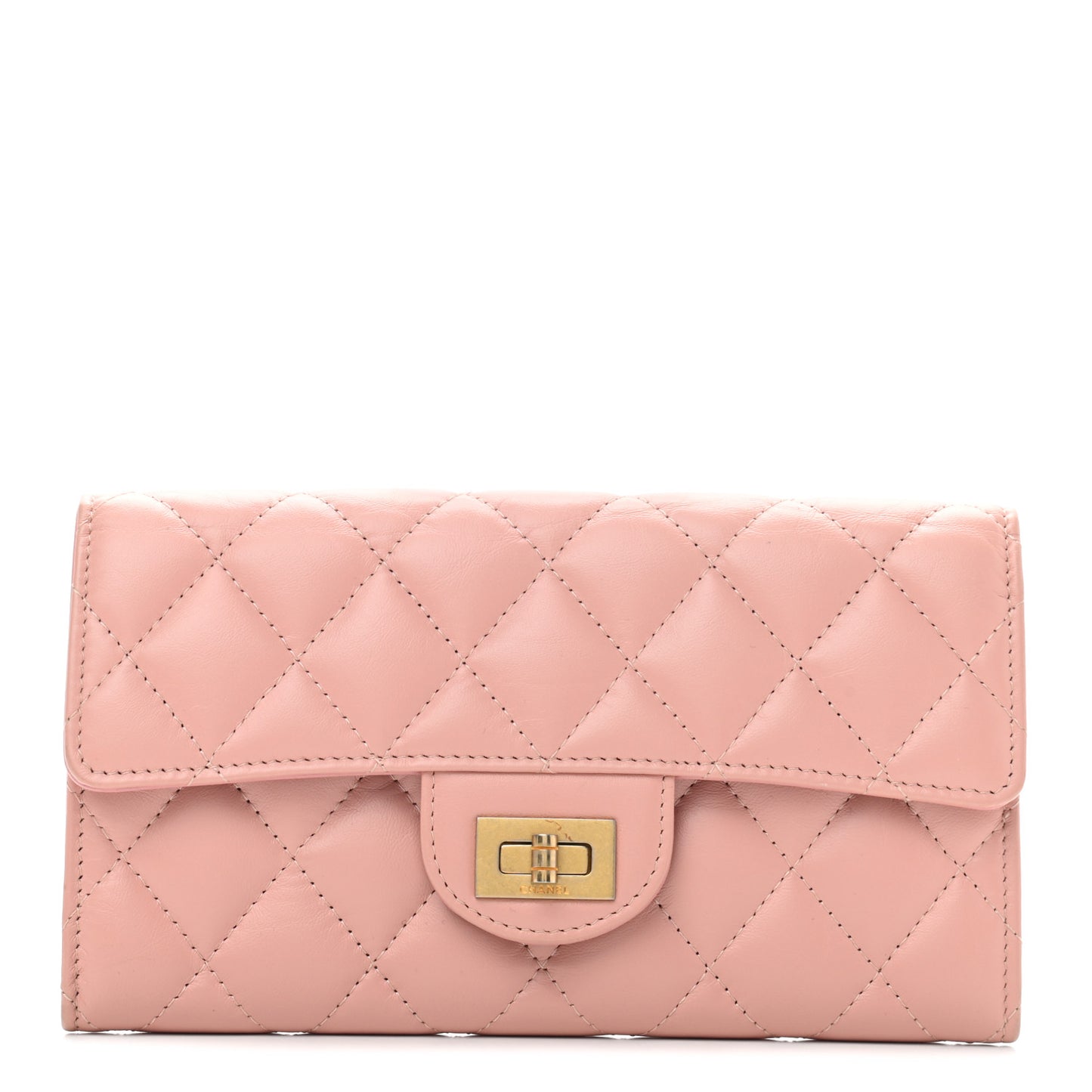 Aged Calfskin Quilted Reissue Large Gusset Flap Wallet Pink