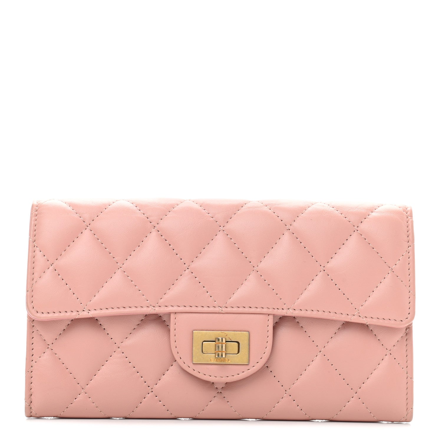 Chanel Aged Calfskin Quilted Reissue Large Gusset Flap Wallet Pink 1 of 9