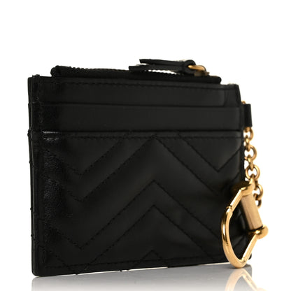 Gucci Calfskin Matelasse Chevron GG Marmont Key Case Card Holder Black 3 of 8
