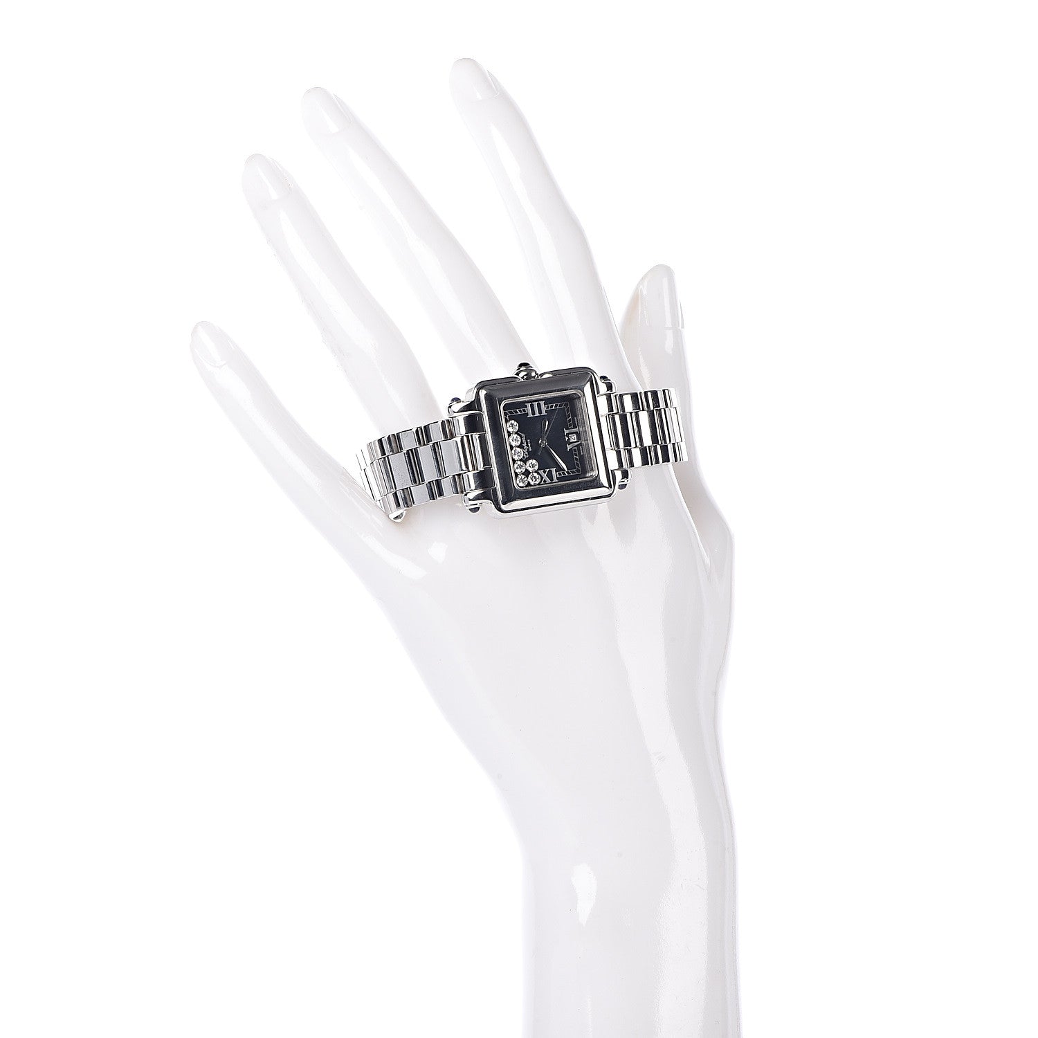 Chopard Stainless Steel 7 Diamond 27mm Happy Sport Quartz Watch Black 2 of 7