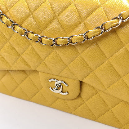Chanel Caviar Quilted Jumbo Double Flap Yellow 10 of 11