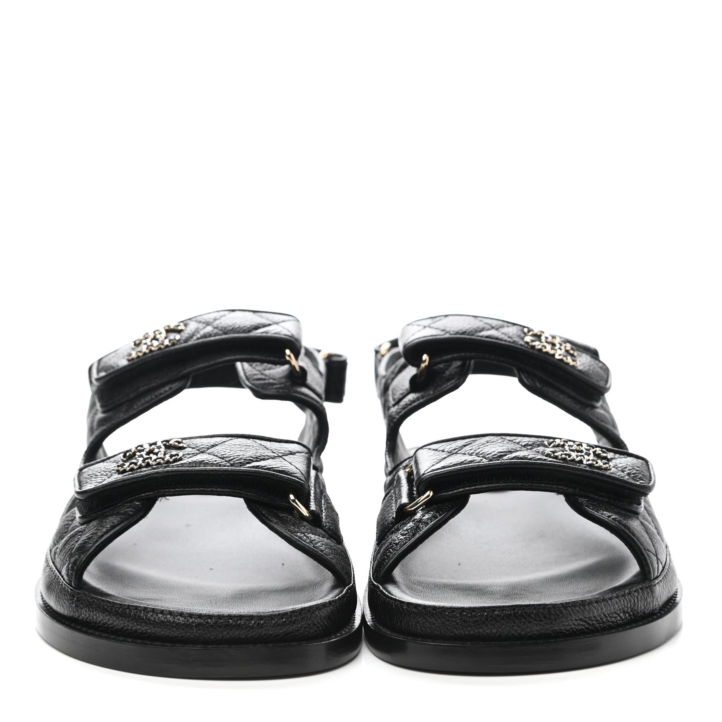 Grained Calfskin Velcro Dad Sandals 41 Black