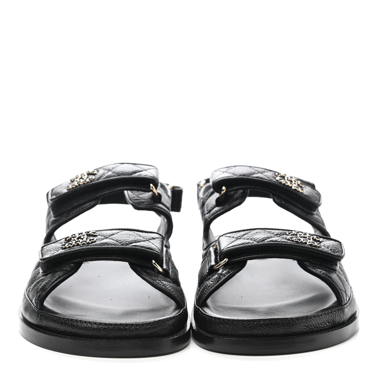 Chanel Grained Calfskin Velcro Dad Sandals 41 Black 2 of 9