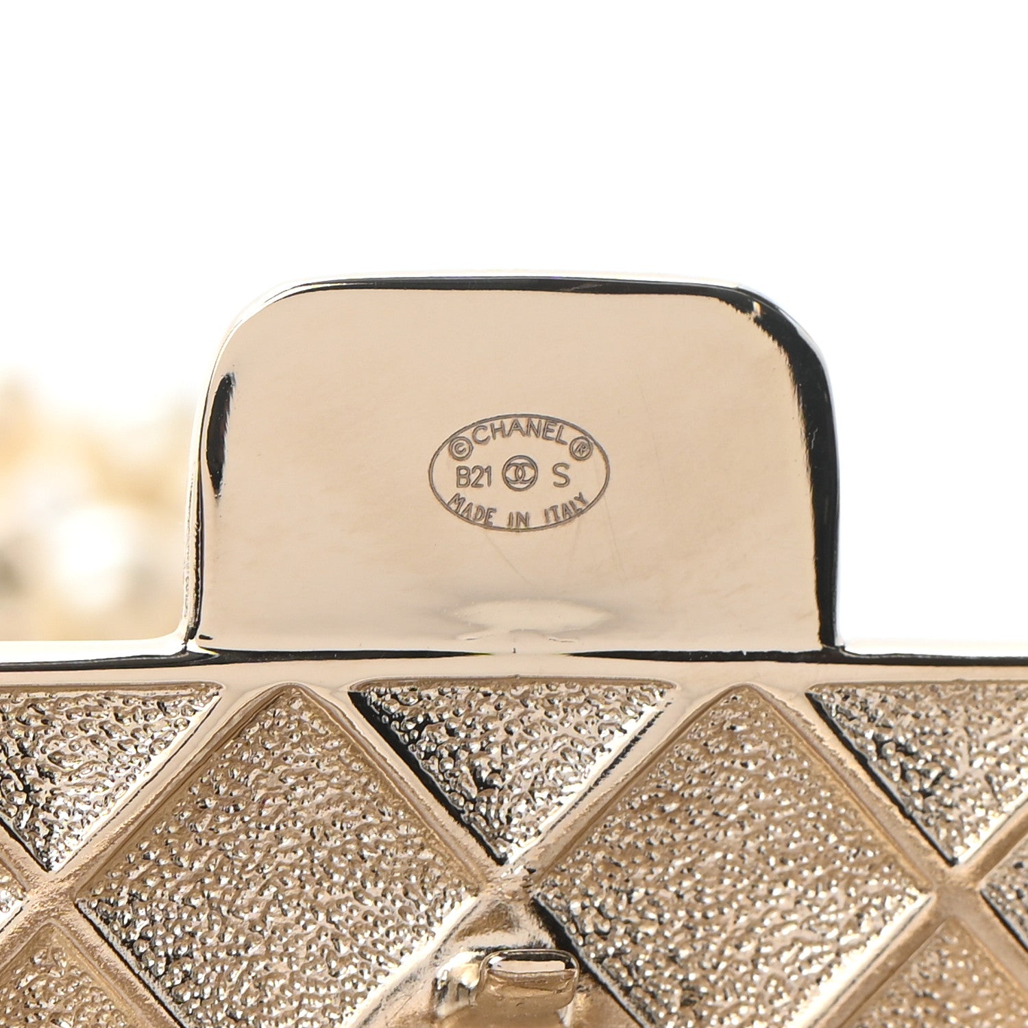 Chanel Metal Lambskin Pearl Chain Flap Bag Long Necklace Gold Black Pearly White 5 of 5