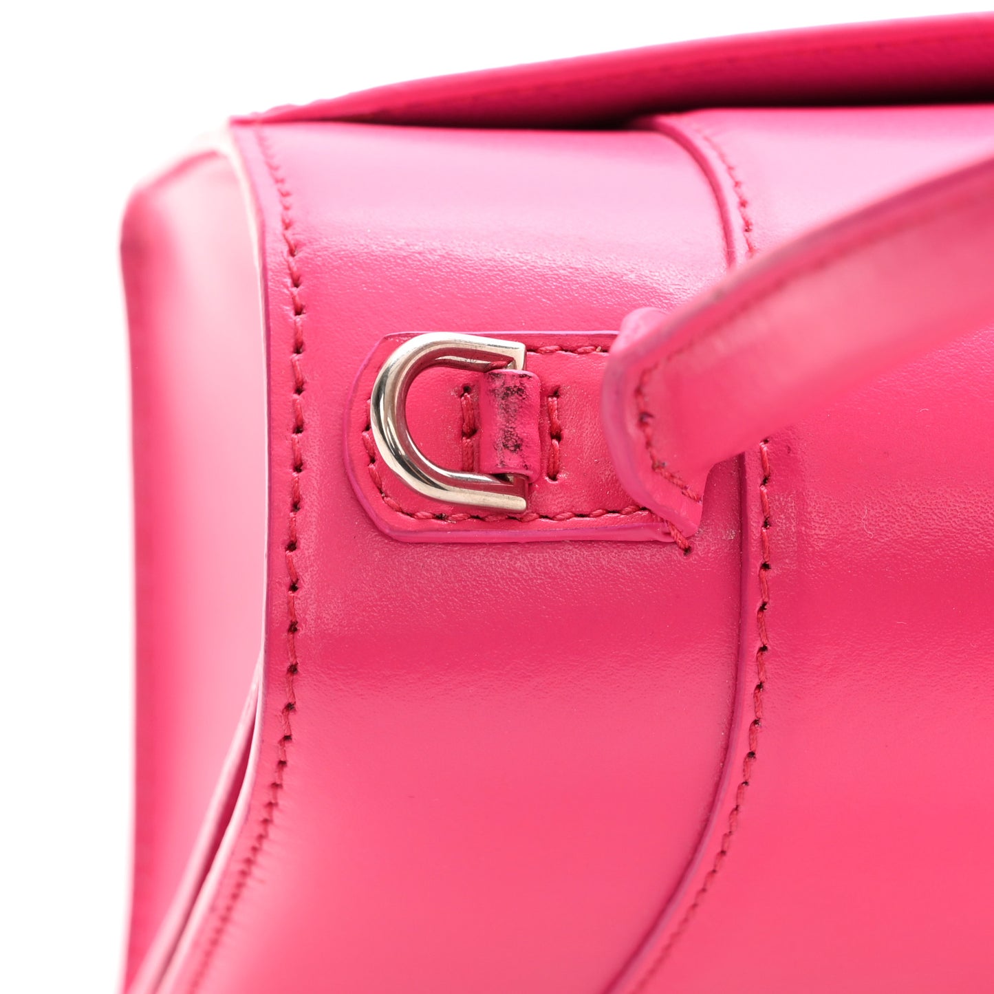 Shiny Box Calfskin Small Hourglass Top Handle Bag Acid Fuchsia
