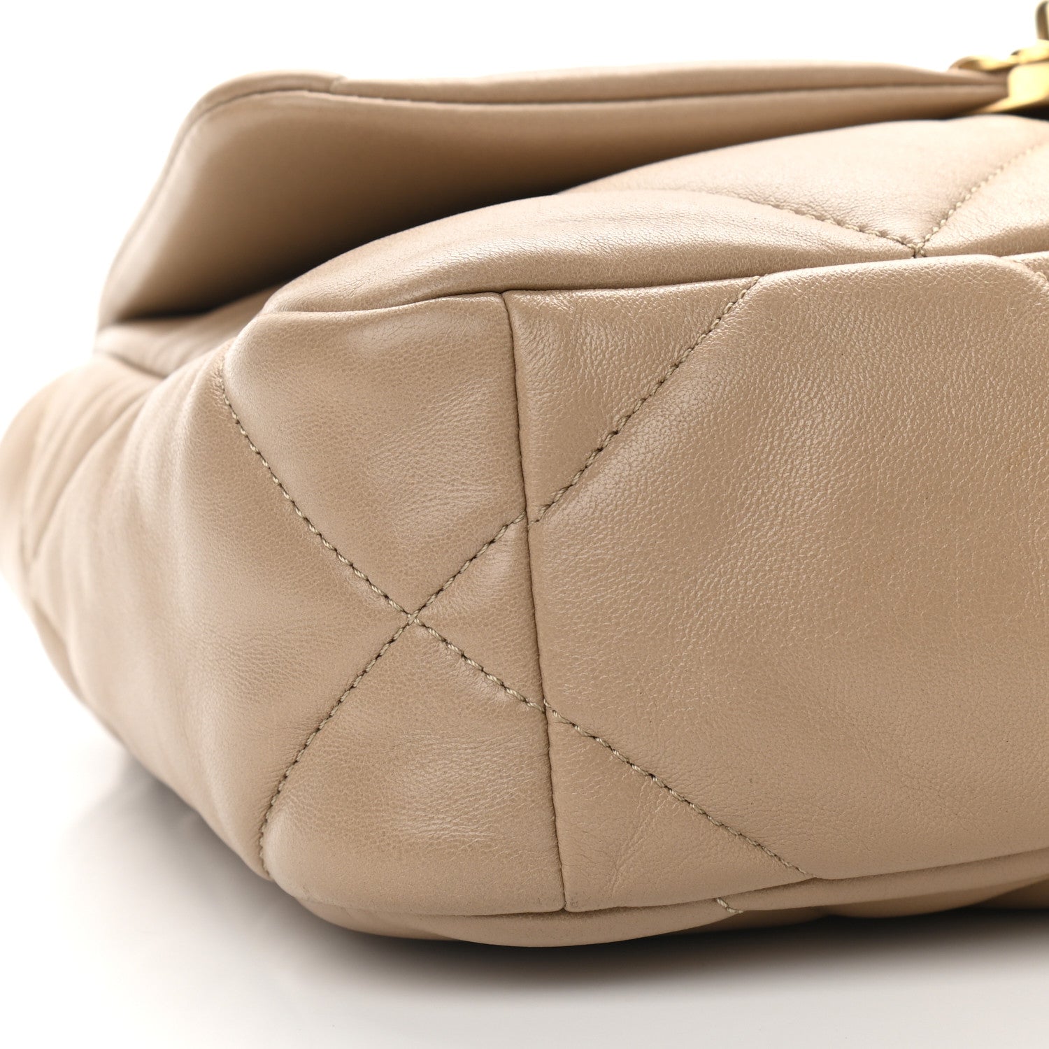 Chanel Lambskin Quilted Medium Chanel 19 Flap Dark Beige 8 of 9