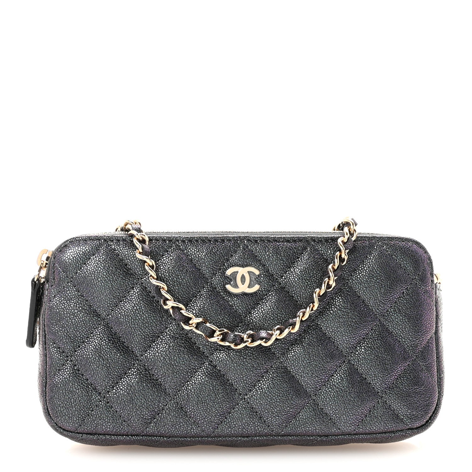 Chanel Iridescent Caviar Quilted Small Clutch With Chain Black 1 of 12