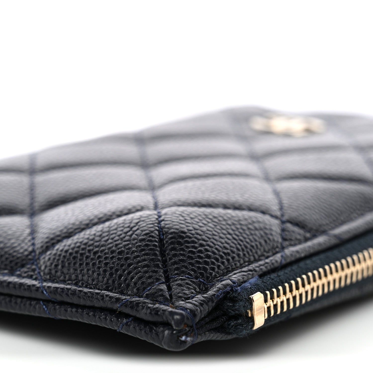 Chanel Caviar Quilted Classic Flat Wallet Pouch Navy 9 of 10