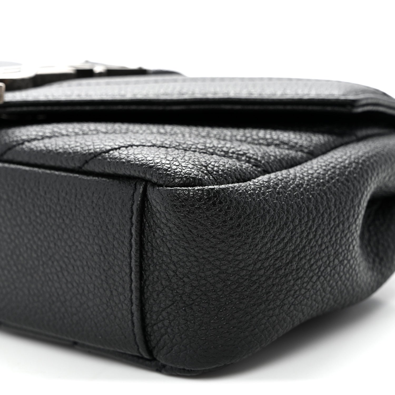 Saint Laurent Grained Calfskin Matelasse Chevron Classic Monogram Baby Chain Bag Black 10 of 10