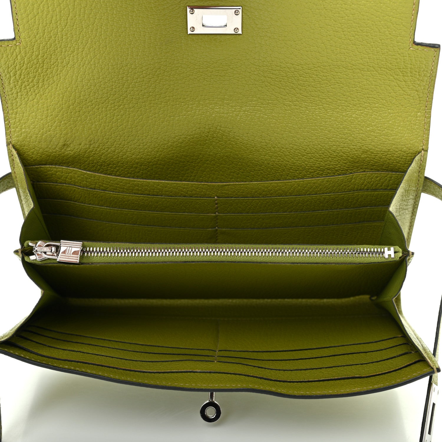 Hermes Chevre Mysore Kelly Longue Wallet Vert Anis 4 of 6