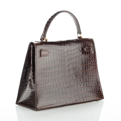 Hermes Shiny Crocodile Kelly 28 Havane 3 of 20