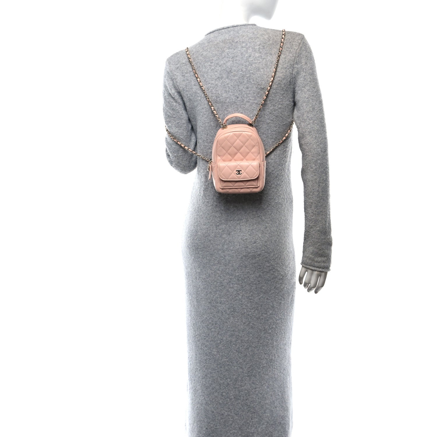 Chanel Caviar Quilted CC Mini Classic Backpack Light Pink 2 of 11