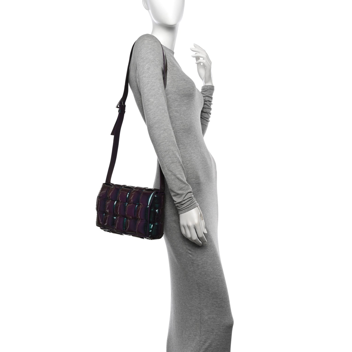 Bottega Veneta Glossy Nail Polish Nappa Maxi Intreccio Padded Cassette Crossbody Bag Holographic 2 of 14