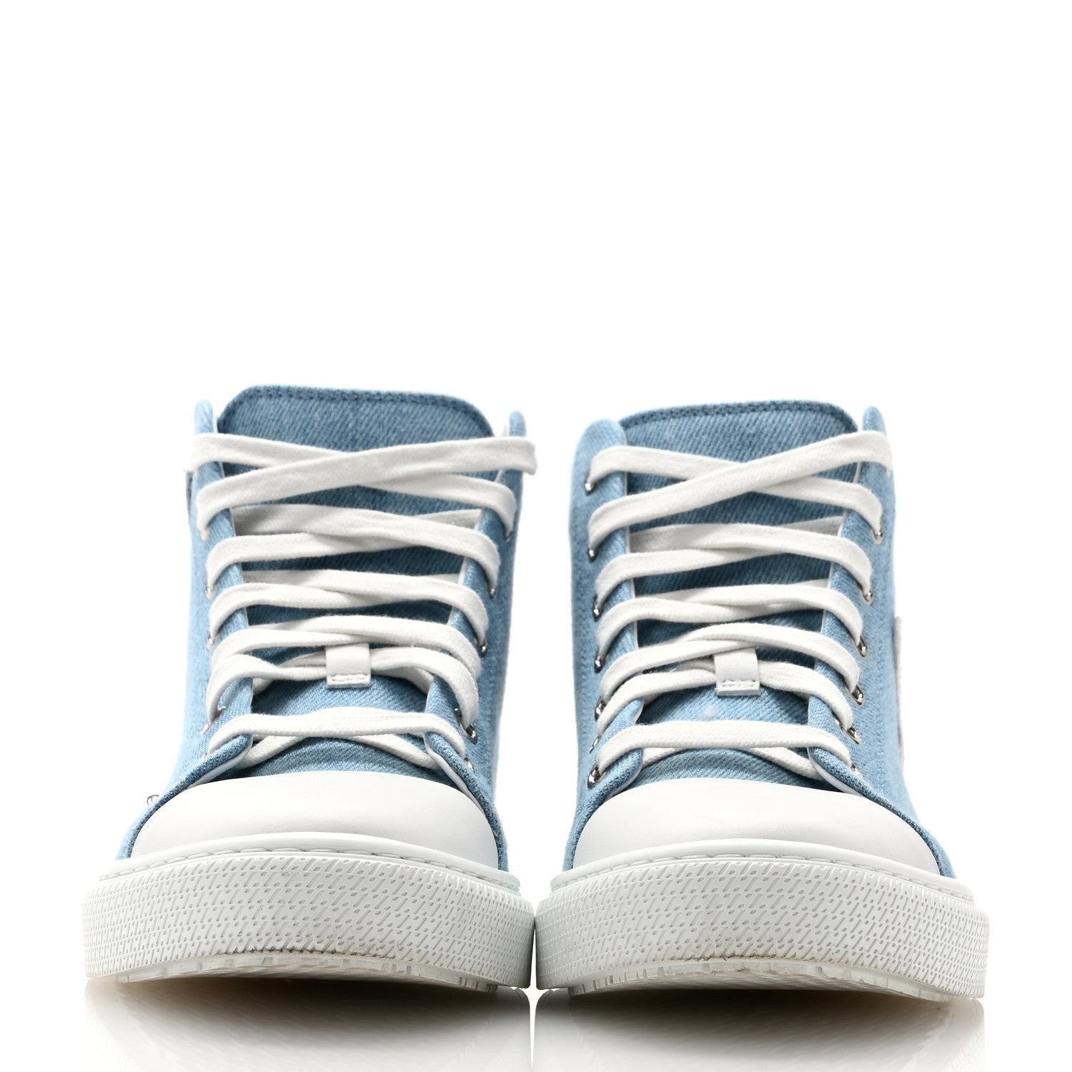 Hermes Denim Illico High Top Sneakers 36.5 Bleu Clair White 2 of 10