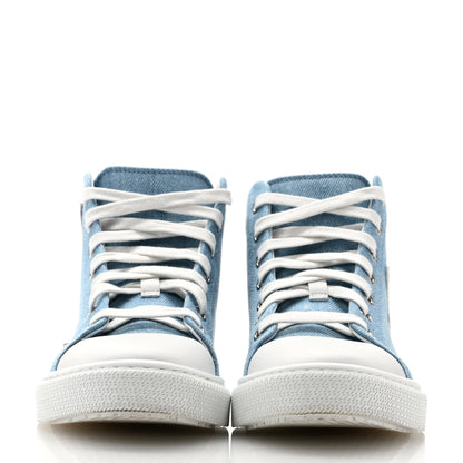 Hermes Denim Illico High Top Sneakers 36.5 Bleu Clair White 2 of 10